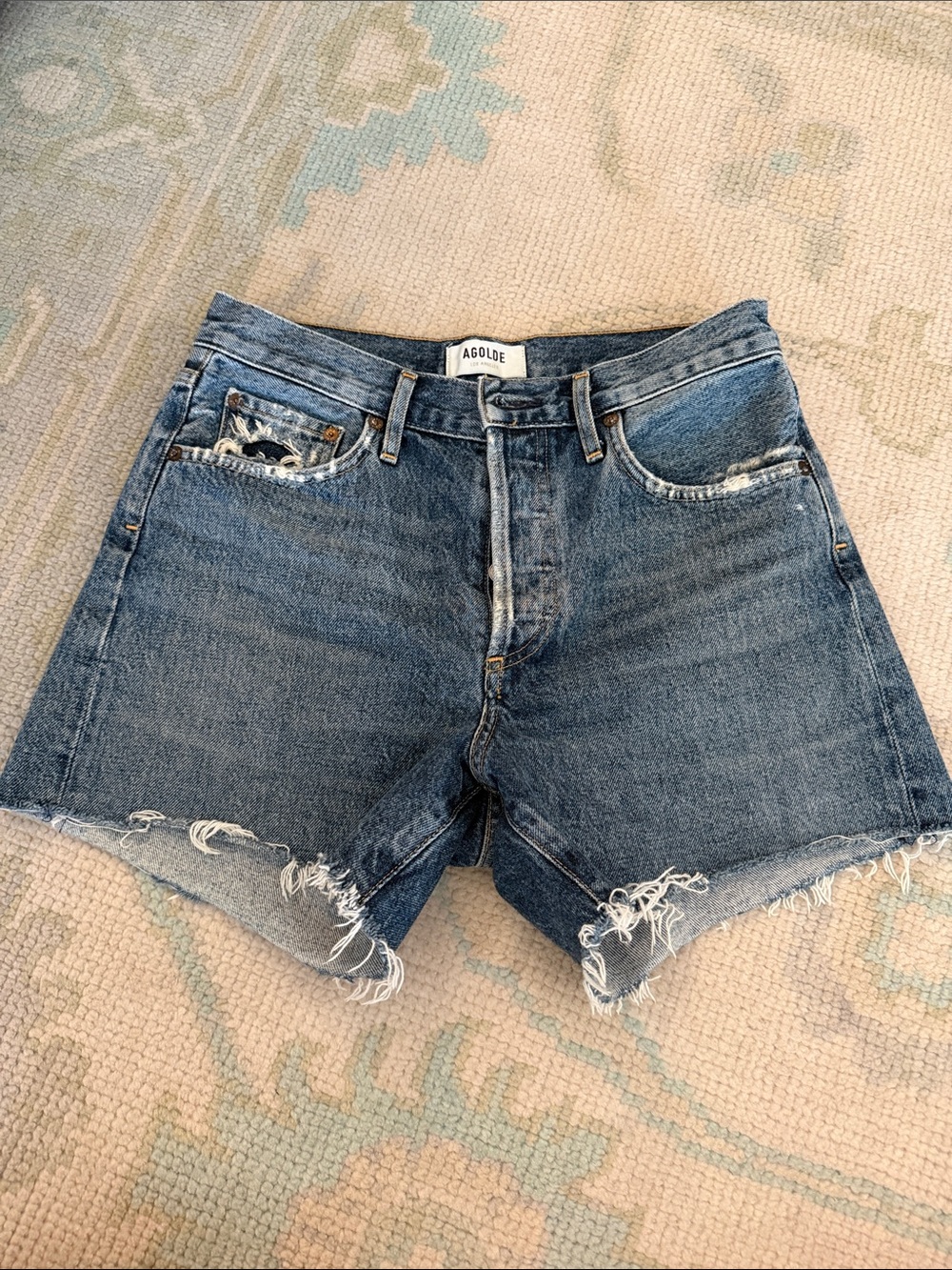 Agolde Reese Vintage Wash Denim Cutoff Shorts